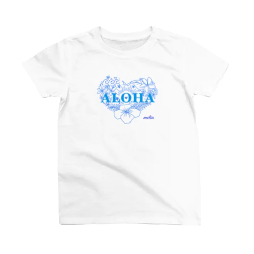 大きなAloha Heart 青 Tシャツ 티셔츠