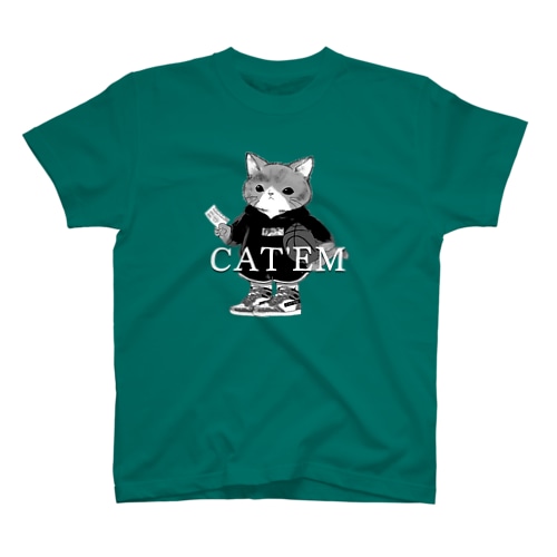 BASKE CAT 'Shadow'　スニーカーを履いた猫のブランド Regular Fit T-Shirt