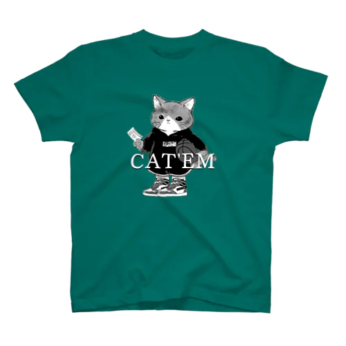 BASKE CAT 'Shadow'　スニーカーを履いた猫のブランド スタンダードTシャツ
