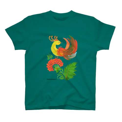 カリーナと鳥（黒字） Regular Fit T-Shirt