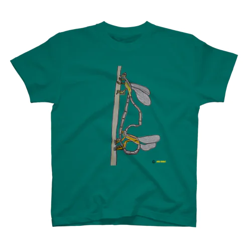 Two Dragonflies Mating 児童画 交尾 する 2匹 の トンボ Regular Fit T-Shirt