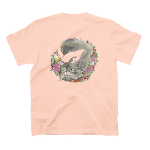 お花のリースとにゃんこ Regular Fit T-Shirt