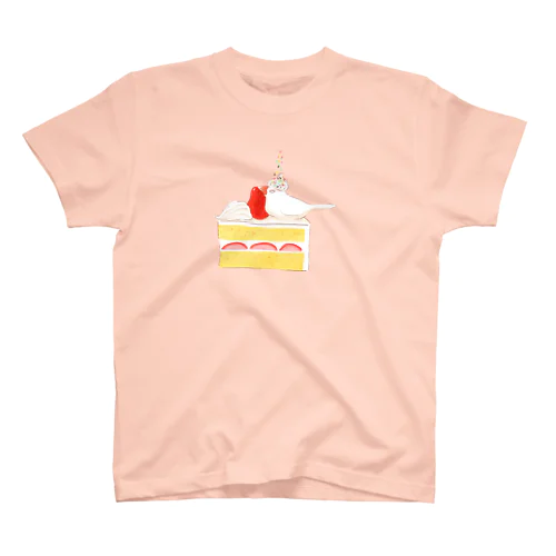 ショートケーキ上の文鳥 スタンダードTシャツ