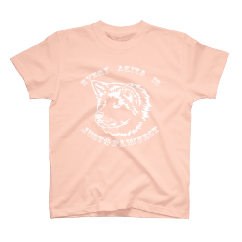 『EVERY AKITA IS JUST "PAW"FECT』➂(ホワイト 白) 名入れOK *For All Dog Lovers ～ Akita Inu 秋田犬～ Regular Fit T-Shirt