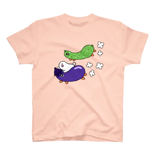 お盆のナスに乗った文鳥さん スタンダードTシャツ