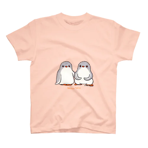 ふたごのジェンツーペンギン(ロゴあり) スタンダードTシャツ