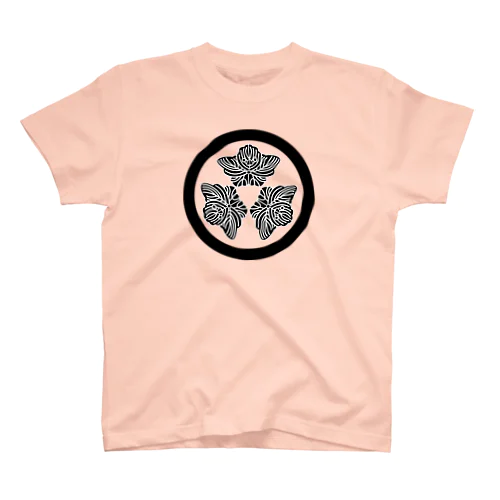動物家紋。H.T.（三つ蔦スズメ）黒 Regular Fit T-Shirt