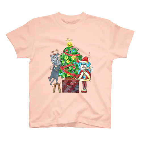 クリスマス🎄私mikuとうちの子２にゃんのX'mas🎄ツリーVer. Regular Fit T-Shirt