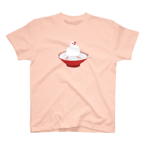 ラーメン鉢で風呂る文鳥 スタンダードTシャツ