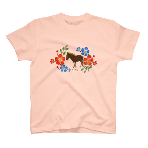 馬と鮮やかな花 Regular Fit T-Shirt