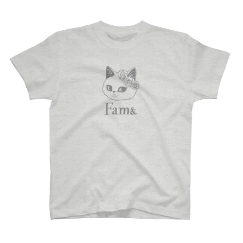 Fam& 花と猫　Glay Regular Fit T-Shirt