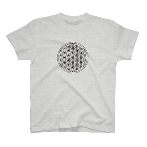 神聖幾何学のフラワーオブライフ (Flower of Life) Regular Fit T-Shirt