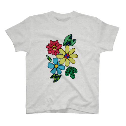 障害者アート 手描きイラスト 花 Regular Fit T-Shirt