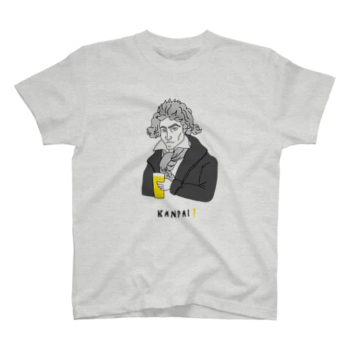 偉人 × BEER（ベートーベン）黒線画 티셔츠