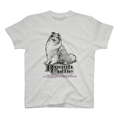 線画 ラフコリー前面プリントTシャツ＜淡色＞ Regular Fit T-Shirt