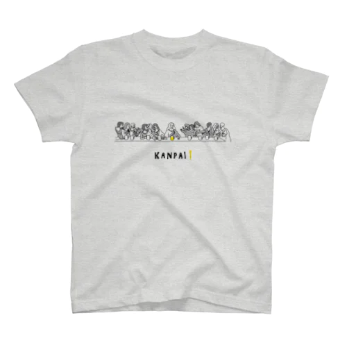 名画 × BEER（最後の晩餐）黒線画 Regular Fit T-Shirt