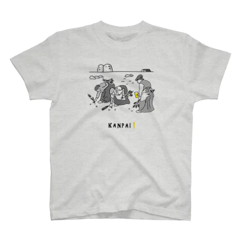 名画 × BEER（落穂拾い）黒線画 Regular Fit T-Shirt