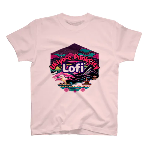 【lofiアート】ネオ浮世絵と盆栽: 北斎イズムのサイバーパンクが織りなす日本の景色の旅 スタンダードTシャツ