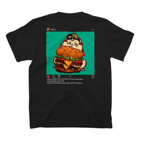 MFA "Mike's Daily" Tシャツ ブラック (Give me more hamburgers) スタンダードTシャツ