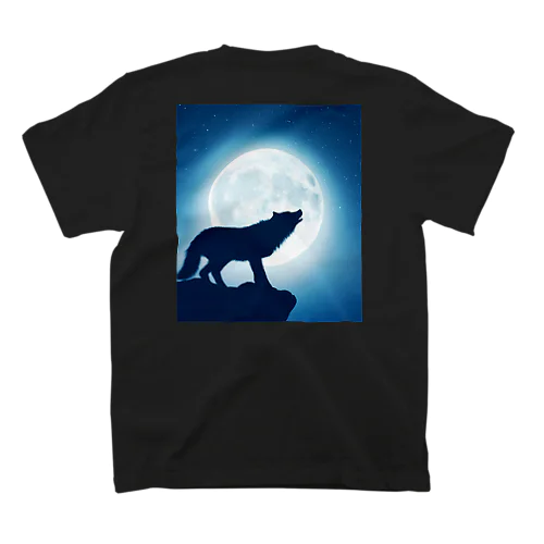 Wolf howling and full moon スタンダードTシャツ