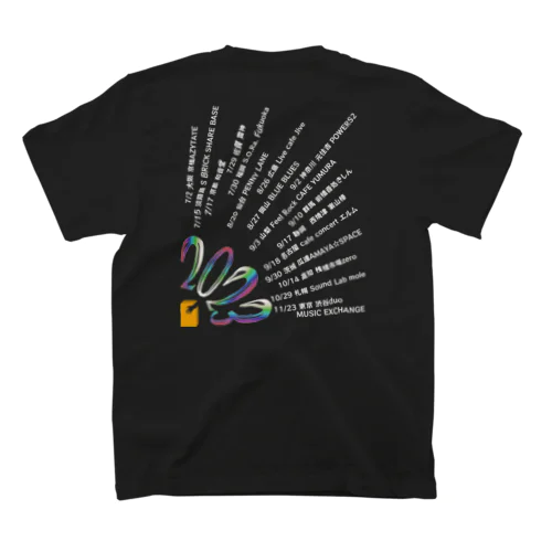 2023ツアーハコＴ【斜め】 (前面＆背面、白字) Regular Fit T-Shirt