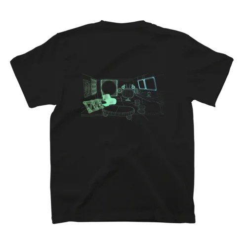 【バックプリント】ROOM2-green/blue Regular Fit T-Shirt