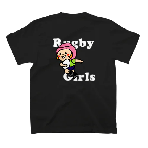 rugby girls 背面プリント【文字ホワイト.ピンクヘッキャ】 スタンダードTシャツ