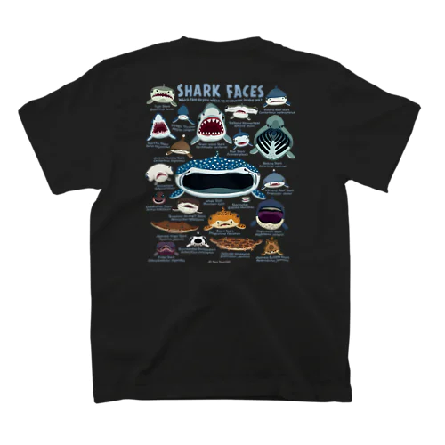 サメカオblackバックプリント Regular Fit T-Shirt
