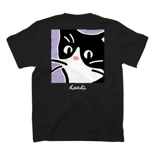 ハチワレ猫　ハチ BOXムラサキ スタンダードTシャツ