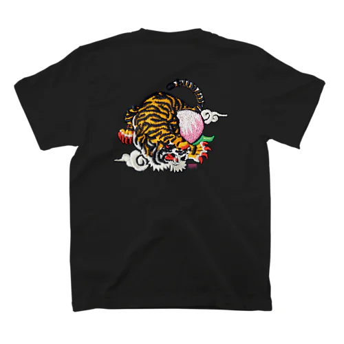 虎と桃バックプリント 티셔츠