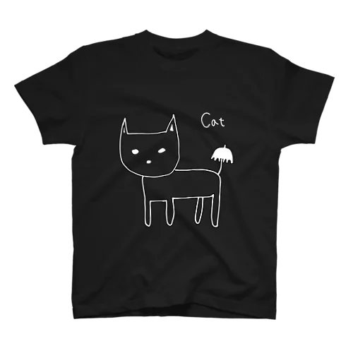 猫と傘　白抜き・黒縁あり スタンダードTシャツ