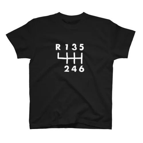 【白字】マニュアルトランスミッション 6速シフトパターン 6MT Regular Fit T-Shirt