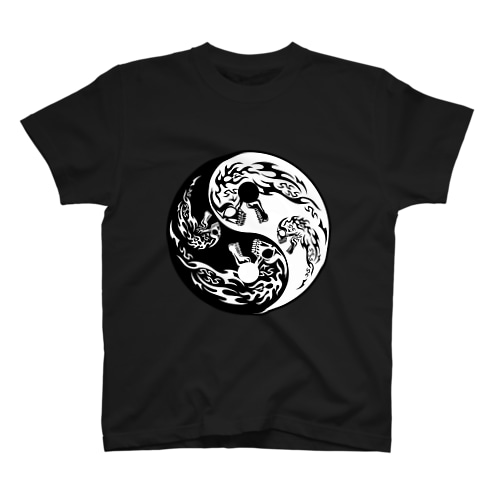 陰陽二連髑髏（オリジナル家紋シリーズ） Regular Fit T-Shirt