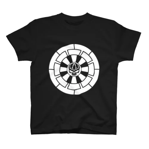 髑髏抜き源氏車 白（オリジナル家紋シリーズ） スタンダードTシャツ