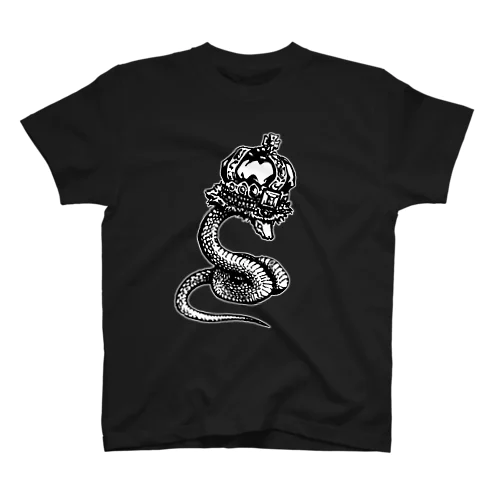 蛇の王(the king of snake/ザキングオブスネイク）（モノクロ） スタンダードTシャツ