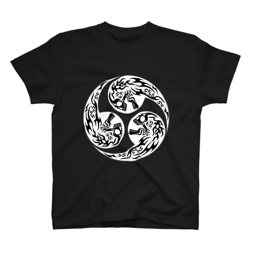 合わせ髑髏三つ巴 白（オリジナル家紋シリーズ） Regular Fit T-Shirt