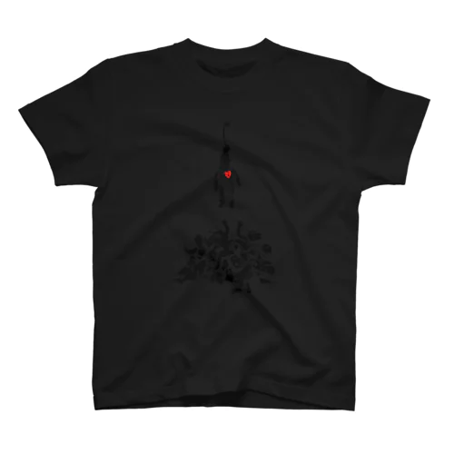 Babuchan hanging T-shirt Black x Black Regular Fit T-Shirt