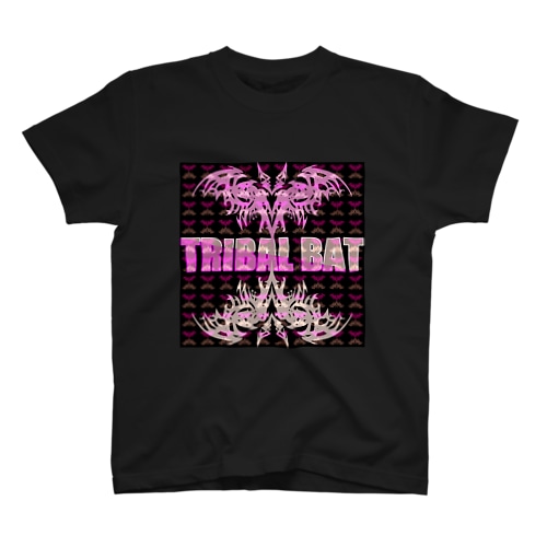 TRIBAL☆BAT MIRROR PNK&WHT Regular Fit T-Shirt