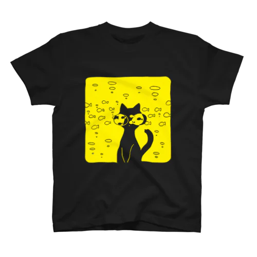 ねことさかな イエロー スタンダードTシャツ