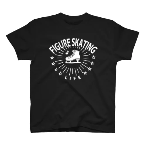 フィギュアスケート・白・星・figure skating・グッズ・デザイン・フィギアスケート・#Tシャツ・ステップ・スピン・ジャンプ・スケート靴イラスト・技・男子・女子・かっこいい・かわいい・アイスダンス スタンダードTシャツ