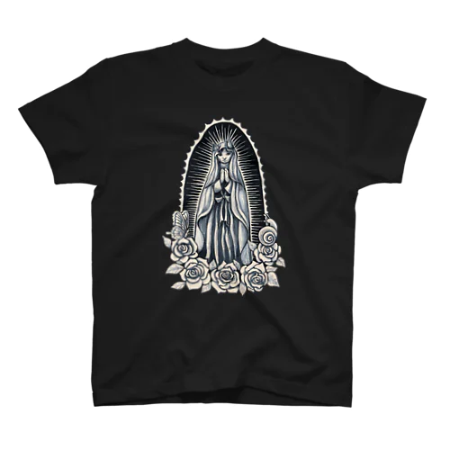 グアダルーペの聖猫 聖母マリア 猫 モノトーン Regular Fit T-Shirt