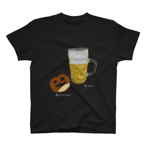 Brezel und Bier ／ブレッツェル＆ビール【白文字】 スタンダードTシャツ