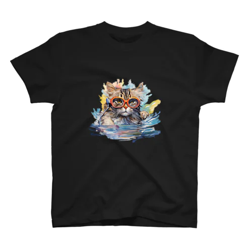 泳ぐ猫｜swiming cat Regular Fit T-Shirt