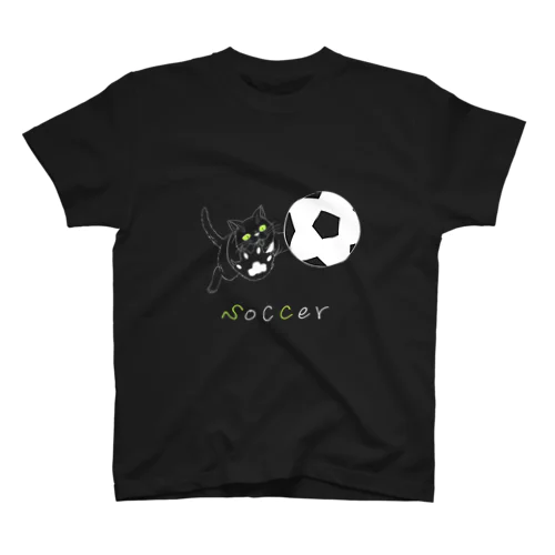 部活ねこ/サッカー【白】 Regular Fit T-Shirt