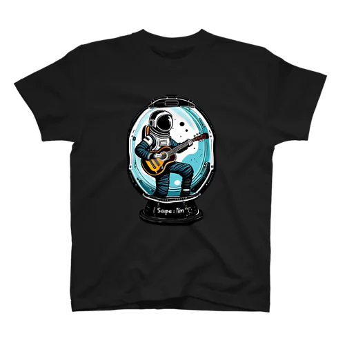 astronaut playing guitar inside a spacecraft スタンダードTシャツ