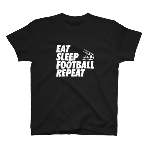 EAT SLEEP FOOTBALL REPEAT (ホワイト) Regular Fit T-Shirt