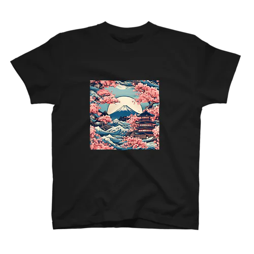 日本の春風景:富士山、Japanese scenery:Mt.Fuji Regular Fit T-Shirt