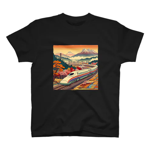 日本の風景:田園地帯を駆け抜ける新幹線、Japanese scenery: Shinkansen running through the countryside スタンダードTシャツ