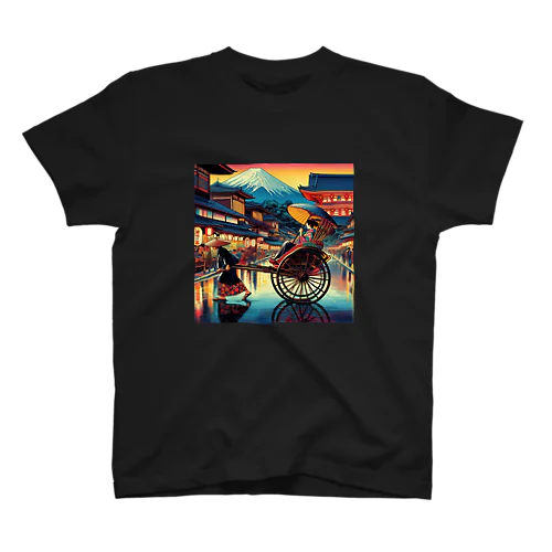 日本の風景:人力車で散策、Japanese scenery: Stroll around by jinrikisha Regular Fit T-Shirt