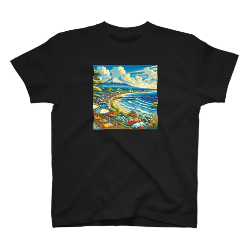 日本の風景:カフェから見える富士山と湘南の海 Regular Fit T-Shirt